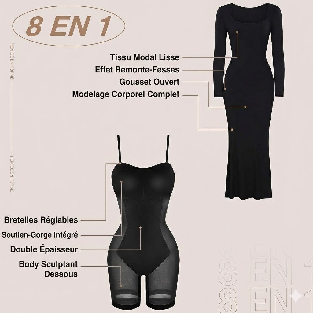 Robe Gainante Sculptante Intégrée – Silhouette Parfaite & Confort Absolu