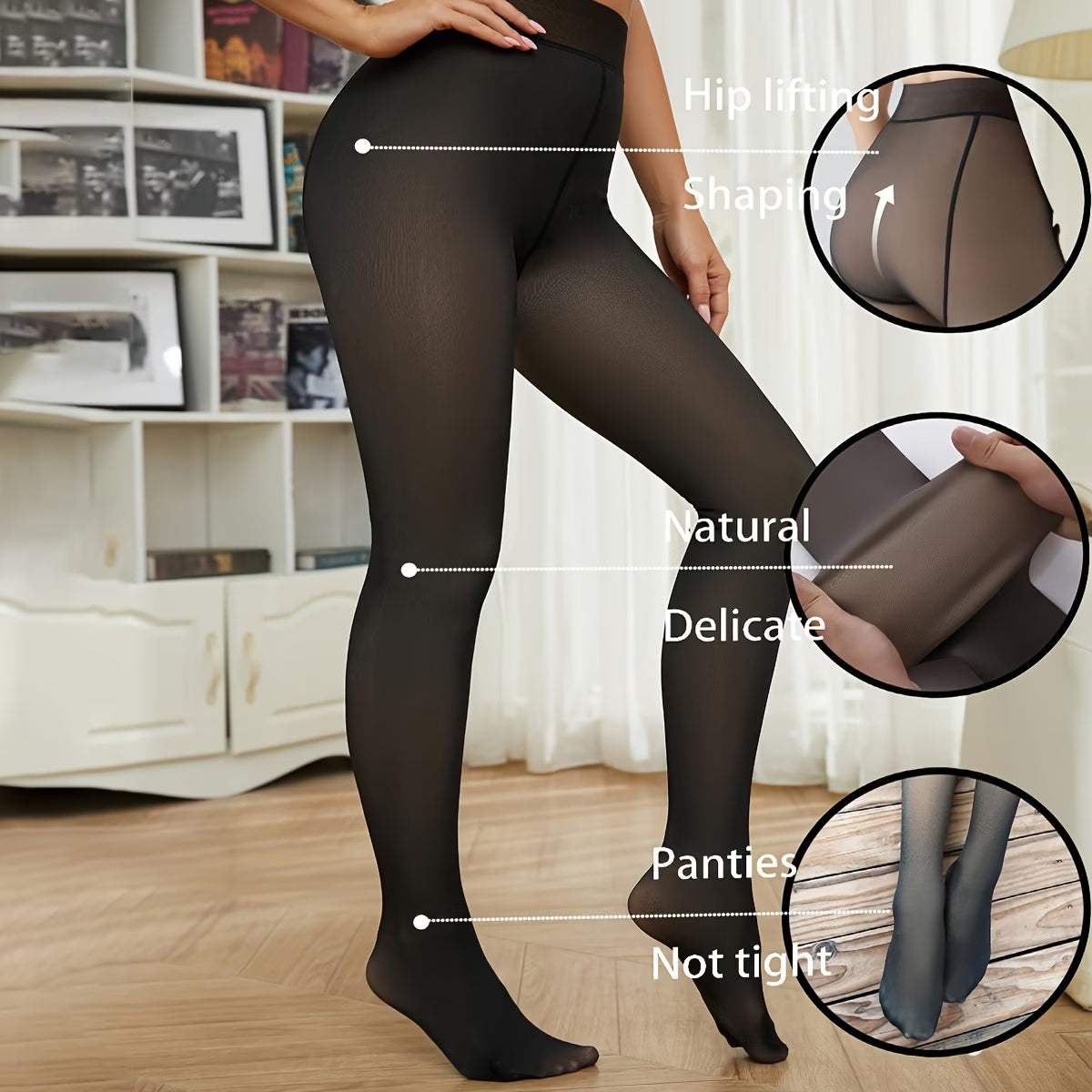 Collant Thermique Polaire Femme – Effet Transparent Noir  Chaud & Élégant