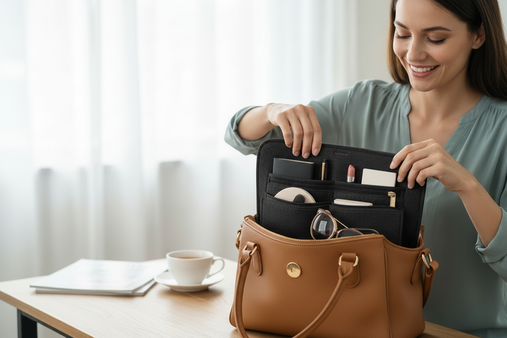 la même photo mais avec mon organisateur de sac noir 