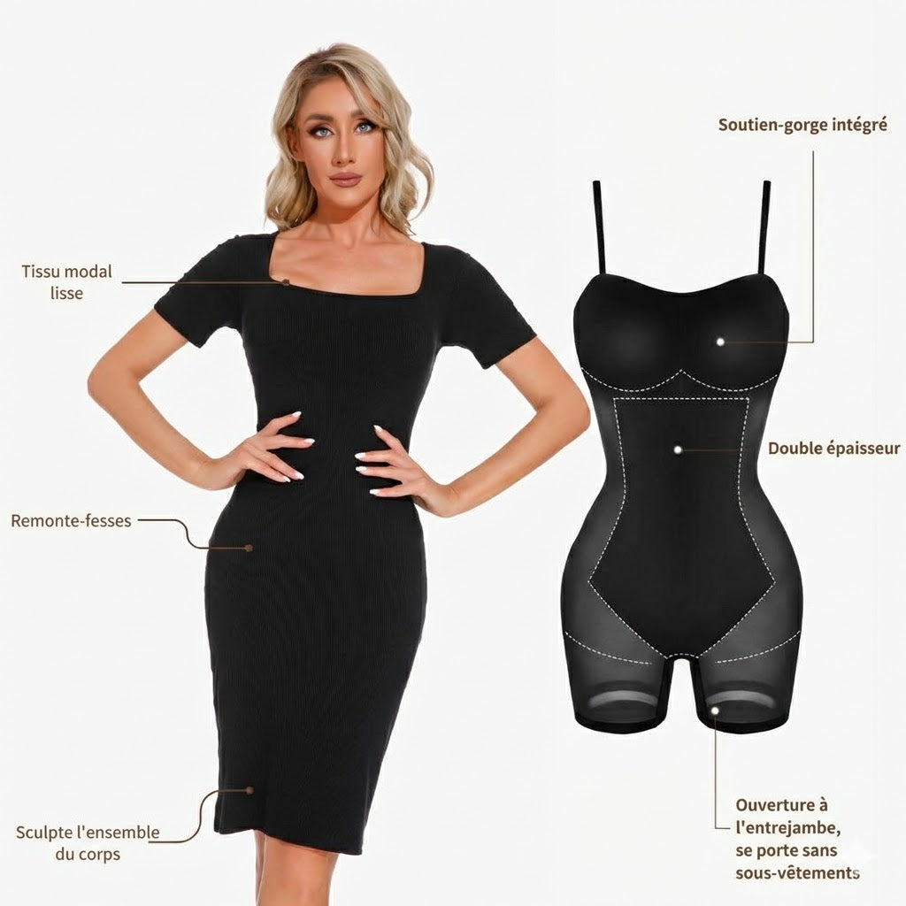 Robe Sculpt™ Daily – Body Gainant Intégré Manches Courtes